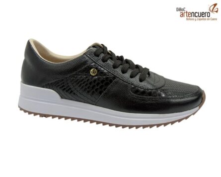 Tenis de cuero Melany Negro - Imagen 3