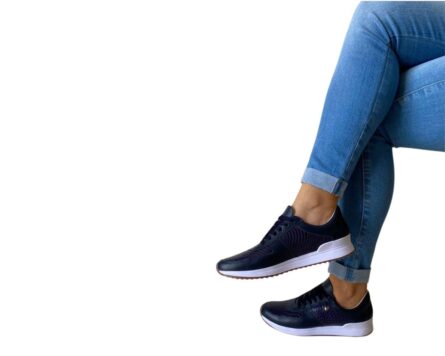 Tenis de cuero Melany Azul - Imagen 4