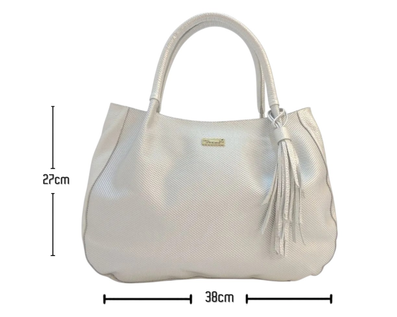 Bolso en cuero Luciana Yute Plata - Imagen 7