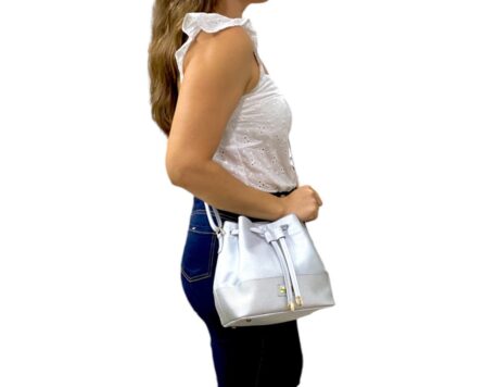 Bolso en Cuero Manos Libres Antonia Yute Plata - Imagen 3