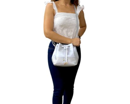 Bolso en Cuero Manos Libres Antonia Yute Plata - Imagen 2