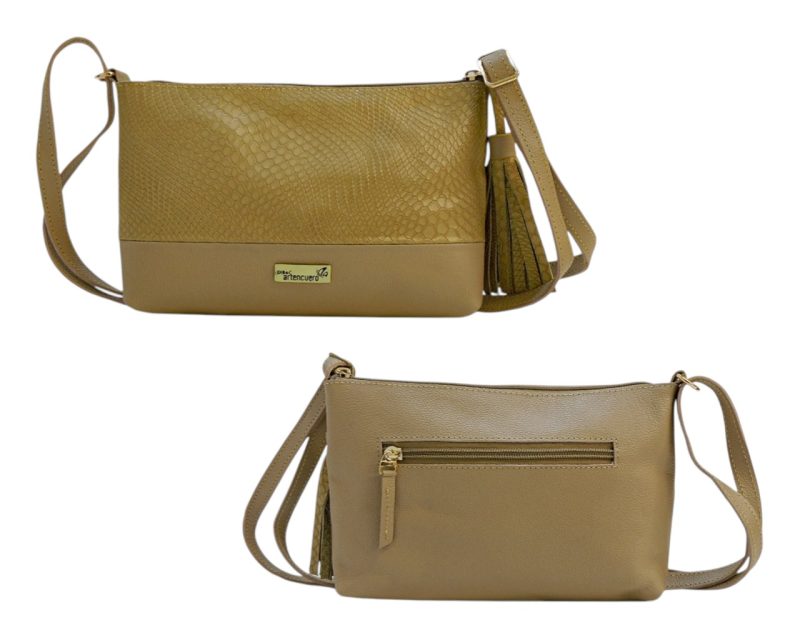 Bolso en Cuero Manos Libres Pepa Geco Taupe
