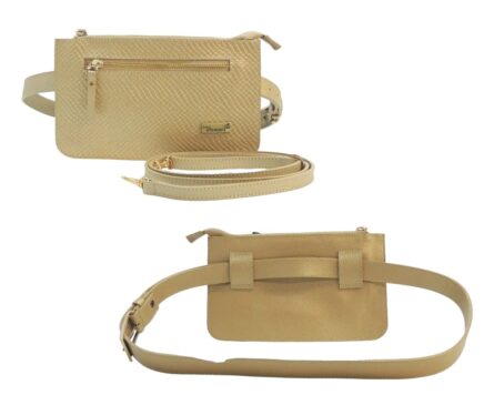 Bolso Riñonera en Cuero Alexa Escama Oro