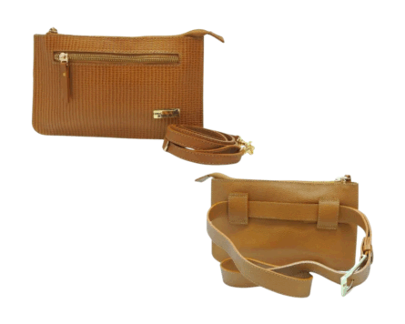 Bolso Riñonera en Cuero Alexa Snake Miel - Imagen 3