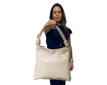 Bolso en Cuero Savvanah Pitón Taupe - Imagen 5