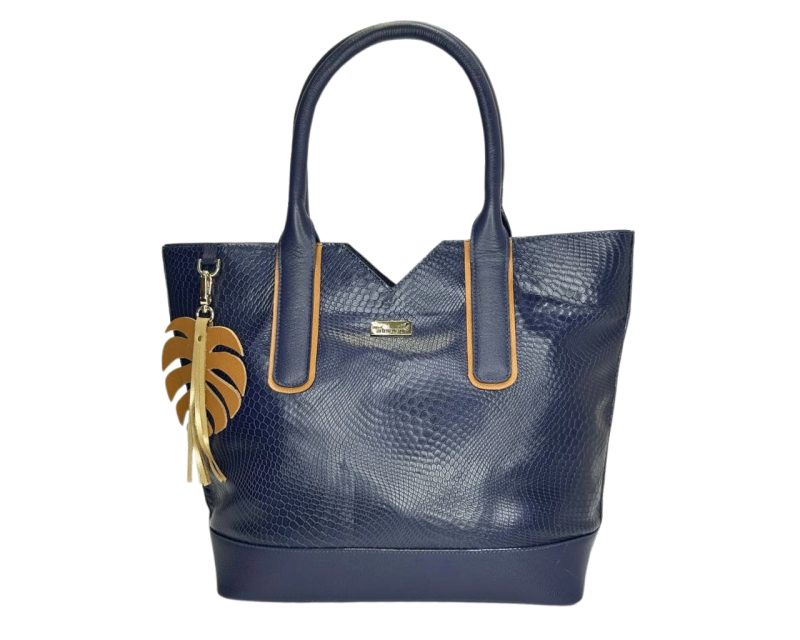 Bolso en cuero Dalia Geco Azul x Miel