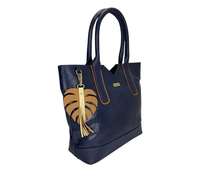 Bolso en cuero Dalia Geco Azul x Miel - Imagen 3