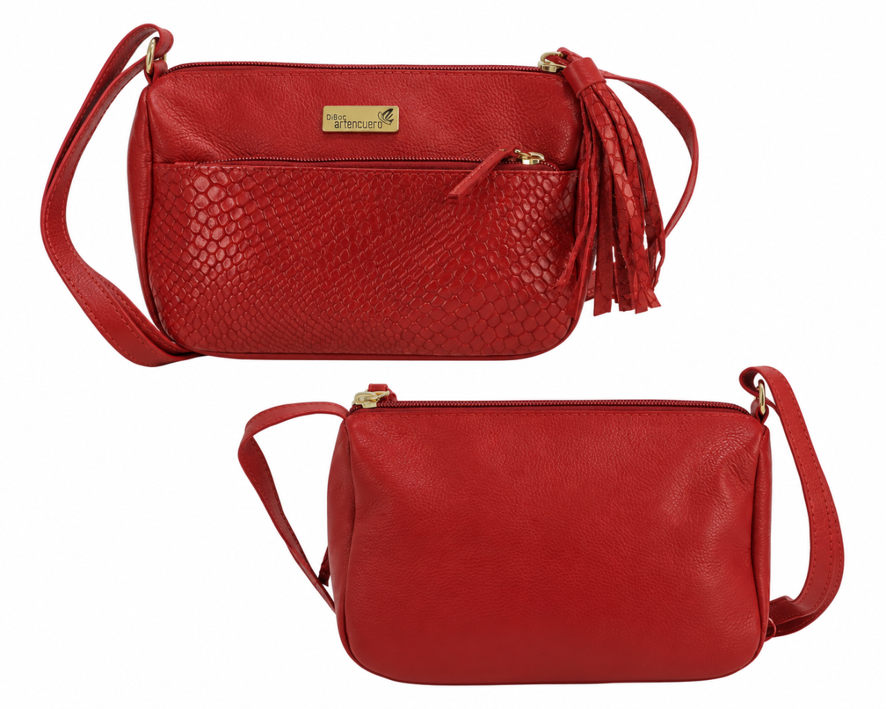 Bolso en cuero Manos Libres Paquita Geco - Rojo