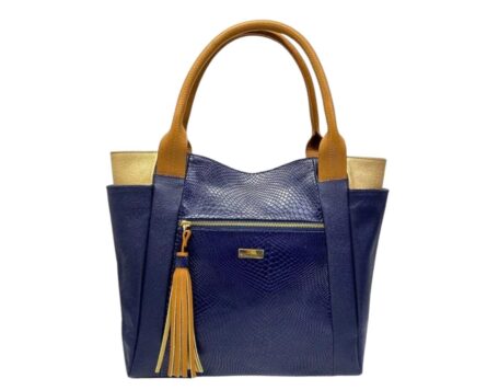 Bolso en Cuero Flora Gco - Azul