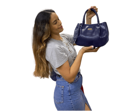 Bolso en cuero Manos libres Mini luciana Gco - Azul - Imagen 4