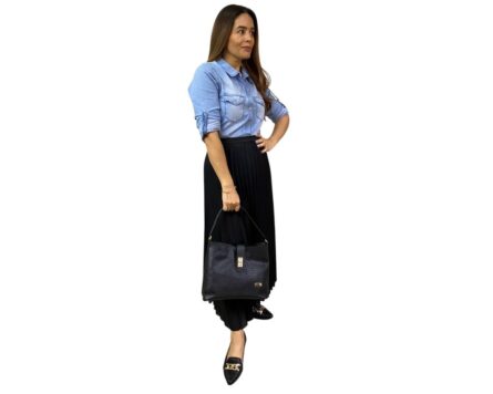 Bolso en Cuero Andreina Pitón Negro - Imagen 9
