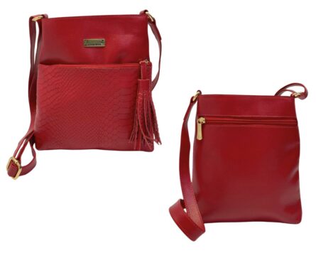 Bolso en cuero Manos Libres Molly Piton Rojo