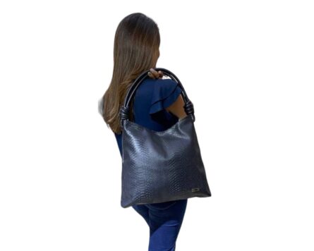Bolso en Cuero Savvanah Pitón Negro - Imagen 5