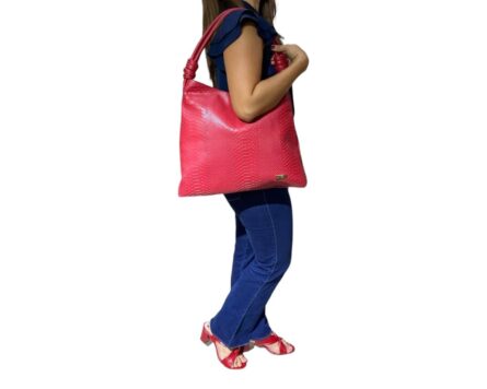 Bolso en Cuero Savvanah Pitón Rojo - Imagen 3