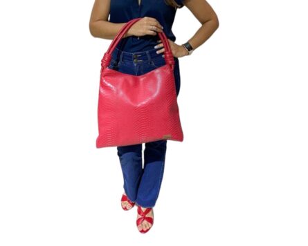 Bolso en Cuero Savvanah Pitón Rojo - Imagen 8