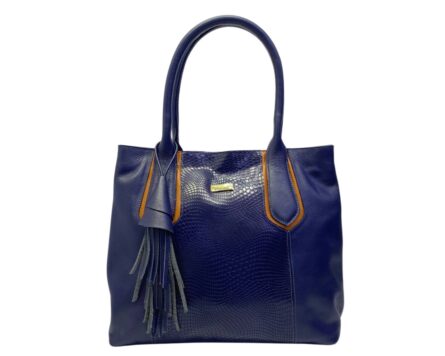 Bolso en Cuero Mariangel Geco azul x Miel
