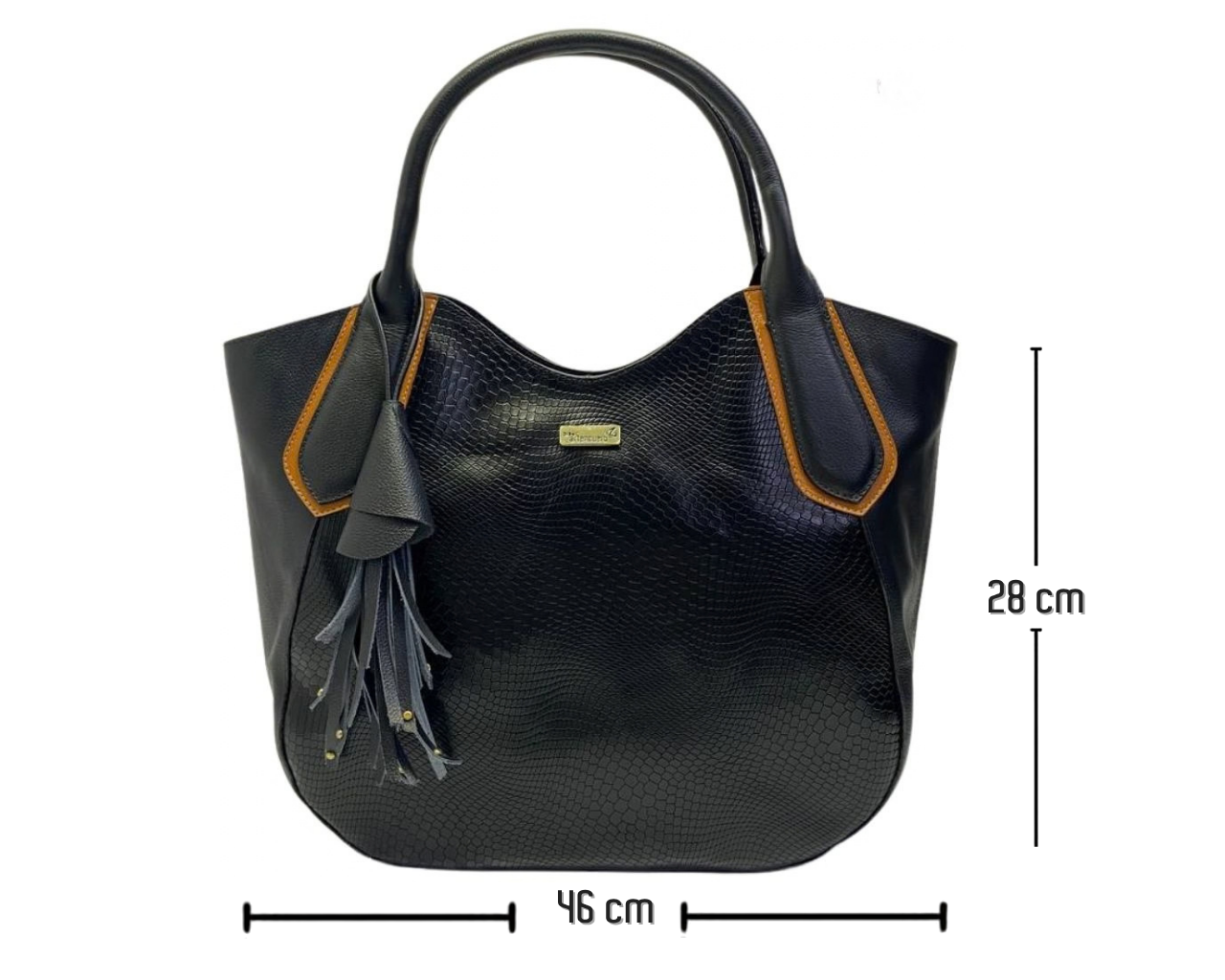Bolso en cuero Lucero Geco Negro x Miel - Imagen 10
