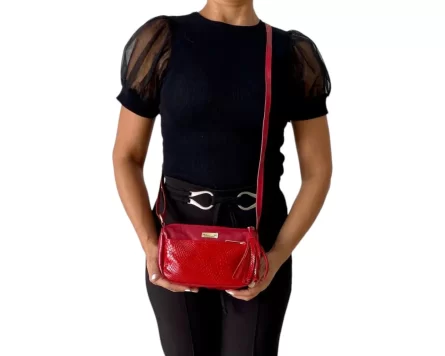 Alternative view of Bolso de cuero Manos Libres Paquita Pitón Oro