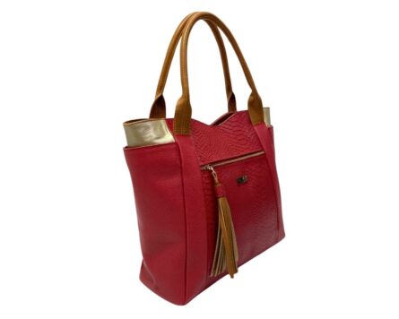 Bolso en cuero Flora Pitón Rojo por Miel y Oro - Imagen 3