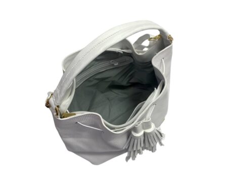 Bolso en Cuero Manos Libres Bonanza Blanco snake - Imagen 7