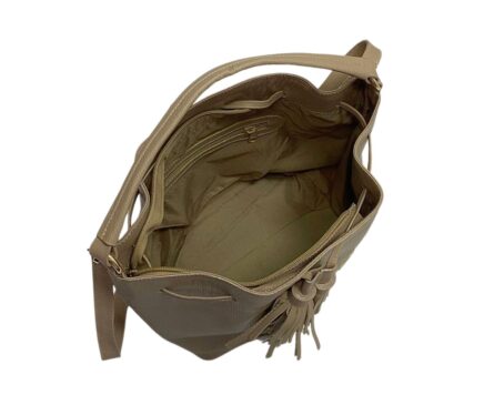 Bolso en Cuero Manos Libres Bonanza Taupé snake - Imagen 7