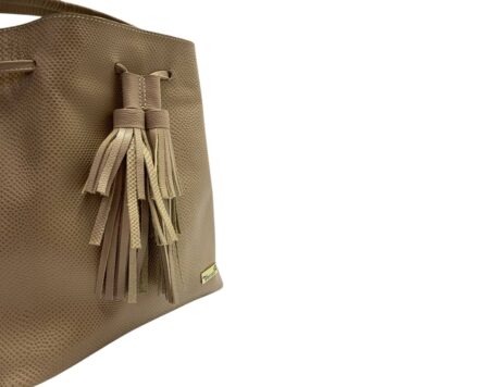 Bolso en Cuero Manos Libres Bonanza Taupé snake - Imagen 8