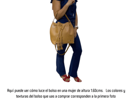 Bolso en Cuero Manos Libres Bonanza Taupé snake - Imagen 4