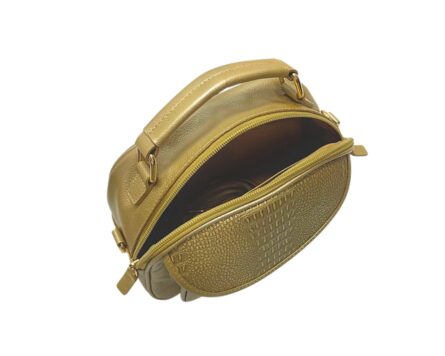 Bolso en Cuero Manos Libres Mary Geco Oro - Imagen 6