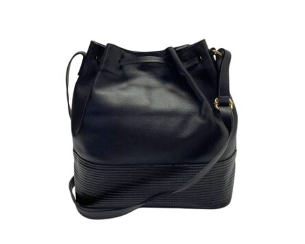 Bolso en Cuero Manos Libres Dubai Negro Yute - Imagen 4