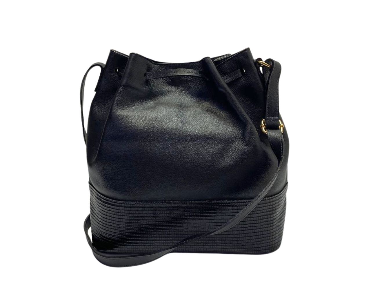 Bolso en Cuero Manos Libres Dubai Negro Yute - Imagen 4