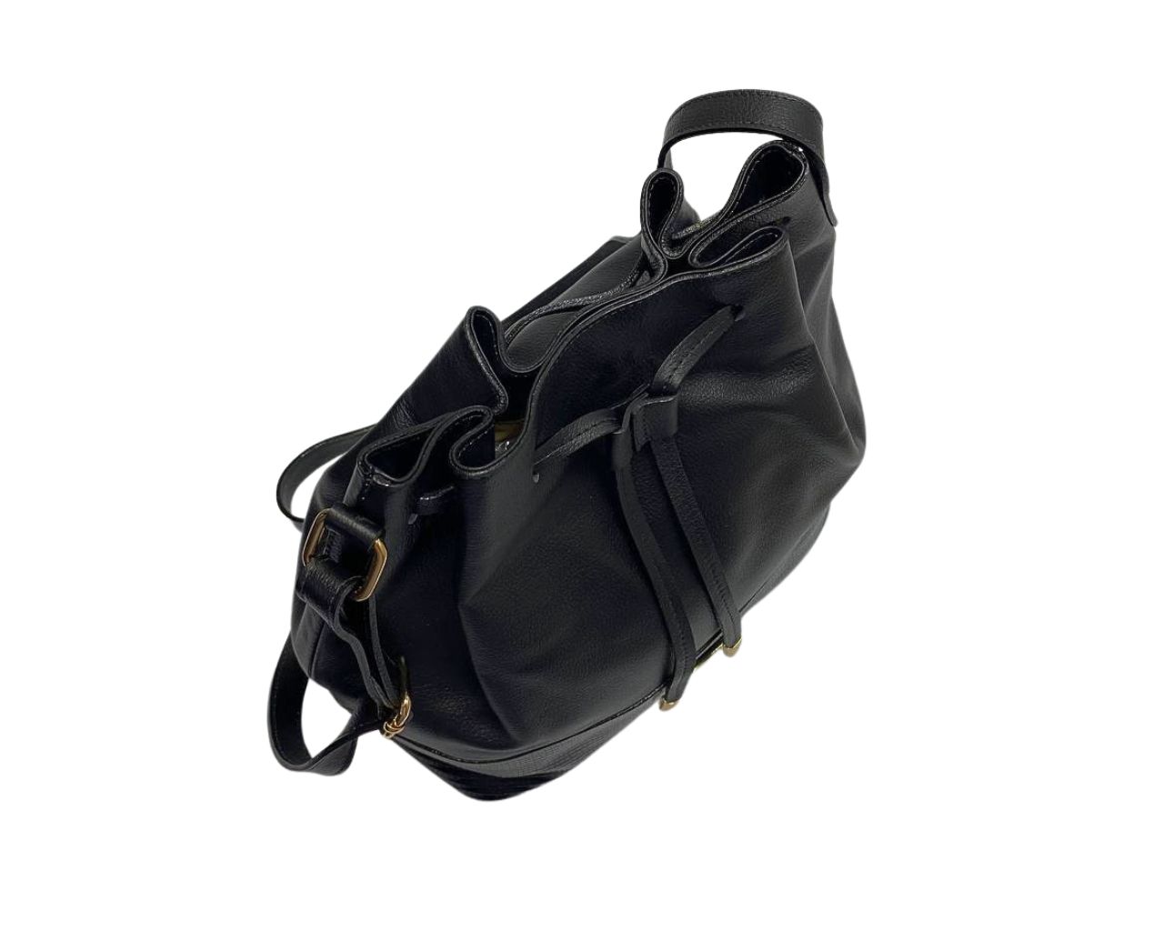 Bolso en Cuero Manos Libres Dubai Negro Yute - Imagen 5