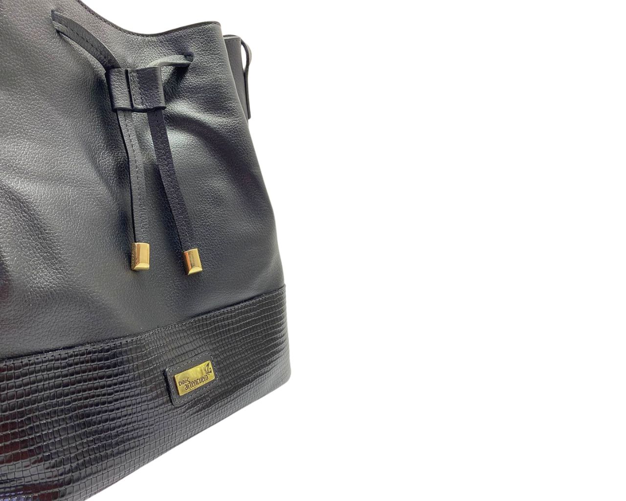 Bolso en Cuero Manos Libres Dubai Negro Yute - Imagen 6