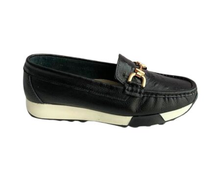Mocasin en Cuero Sabrina Folia Negro - Imagen 3