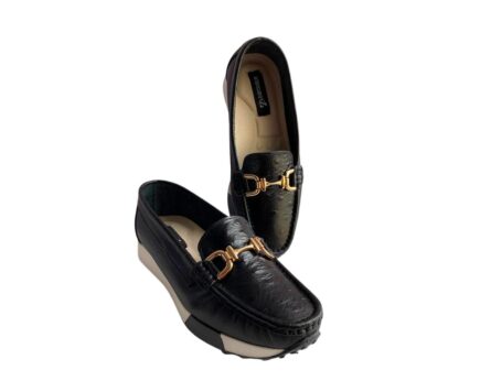 Mocasin en Cuero Sabrina Folia Negro - Imagen 6