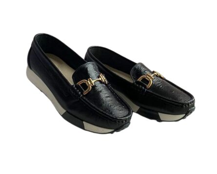 Mocasin en Cuero Sabrina Folia Negro - Imagen 8