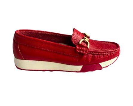 Mocasin en Cuero Sabrina Folia Rojo - Imagen 3