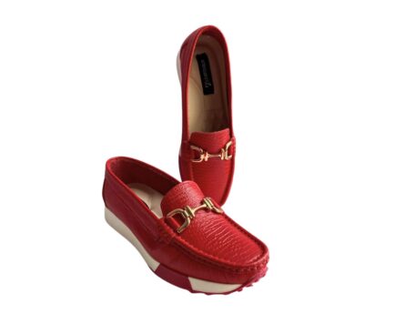 Mocasin en Cuero Sabrina Folia Rojo - Imagen 6