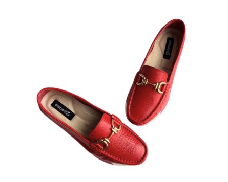 Mocasin en Cuero Sabrina Folia Rojo - Imagen 8