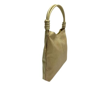 Bolso en Cuero Savvanah Snake Oro - Imagen 3