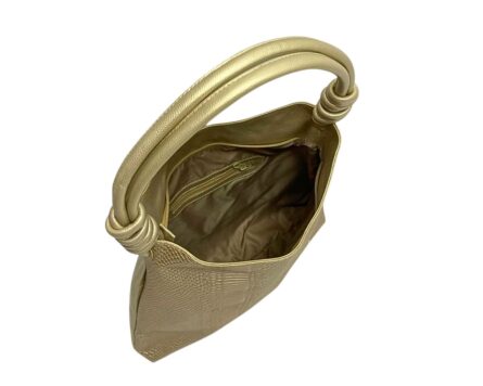 Bolso en Cuero Savvanah Snake Oro - Imagen 5