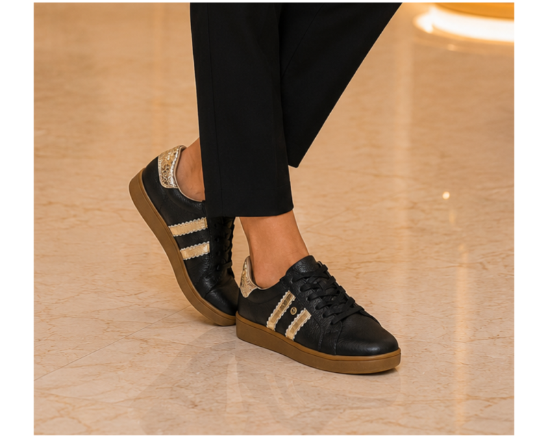 Tenis en Cuero Ava Negro - Imagen 4