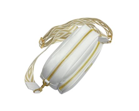 Bolso en Cuero Manos Libres Boni Blanco geco - Imagen 3