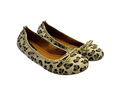 Baleta en Cuero Catalina Animal Print laso Oro - Imagen 8