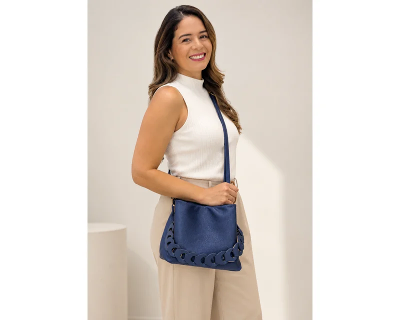 Alternative view of Bolso en Cuero Marcela Azul