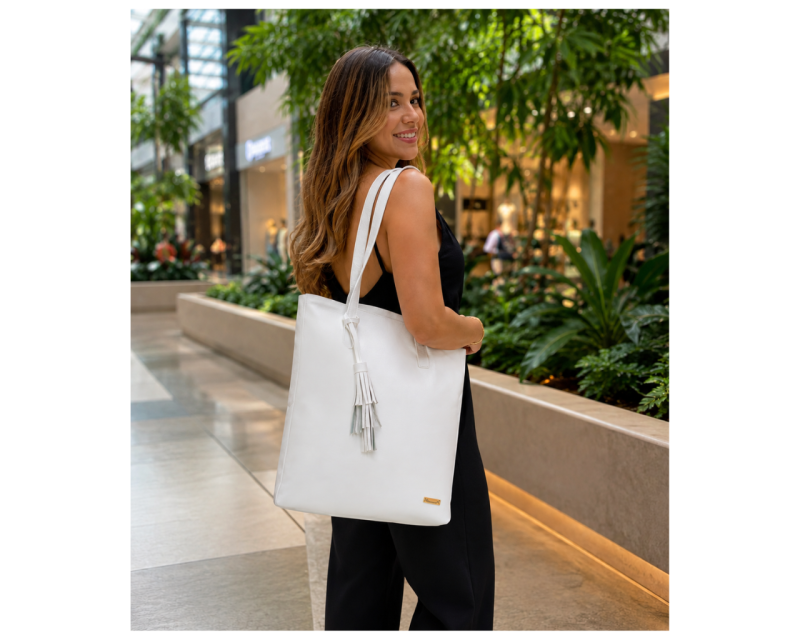 Alternative view of Bolso en cuero Totebag Aurelia Blanco