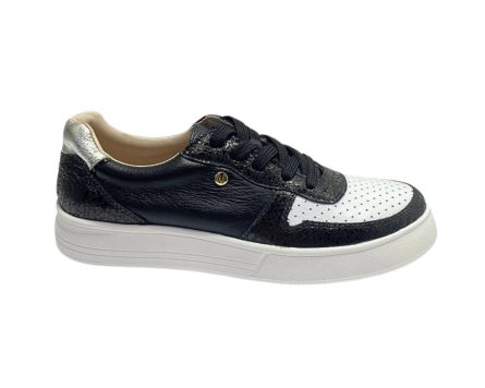 Tenis en Cuero Xiomy Negro y Blanco - Imagen 3