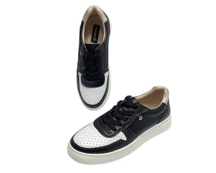 Tenis en Cuero Xiomy Negro y Blanco - Imagen 5