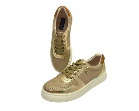 Tenis en Cuero Xiomy  Taupé y Oro - Imagen 7