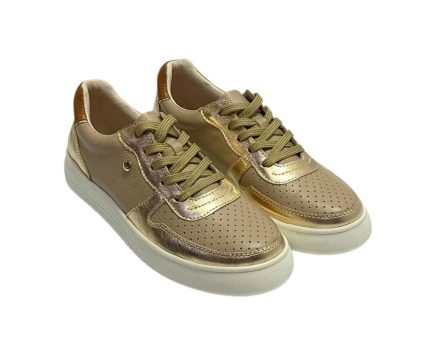 Tenis en Cuero Xiomy  Taupé y Oro - Imagen 9