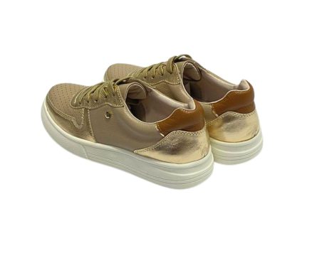 Tenis en Cuero Xiomy  Taupé y Oro - Imagen 12